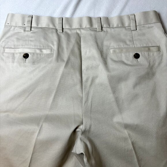 Brooks‎ Brothers Men's Size 35x32.5 Tan Cream Cotton Flat Front Chino Pants - Picture 2 of 8